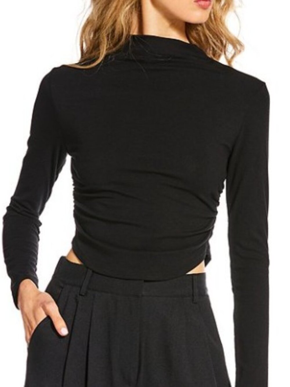 Gianni Bini - Daily Long Sleeve Mock Neck Crop Top - size XS - NEW